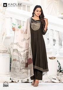 Fantaisie rayonne fil travail Kurti bas avec Dupatta indien et pakistanais vêtements Collection prix de gros pour tenue de fête - Product Image 5