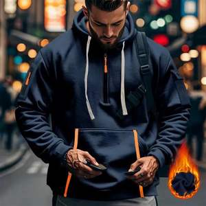 QUICKSHOW 350 GSM polaire blanc sweats à capuche plaine en gros poids lourd surdimensionné hommes sweats à capuche coton mélangé - Product Image 3