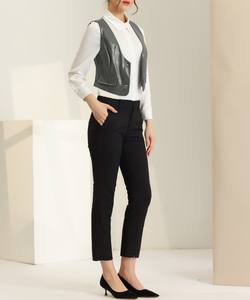 Veste en cuir automne-hiver personnalisée pour femmes avec col tournant solide manches complètes et doublure en satin respirant - Product Image 4