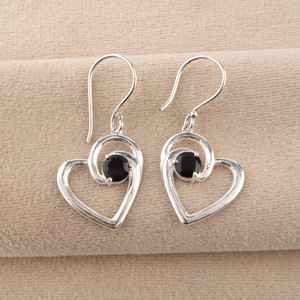 Boucles d'oreilles clous en onyx noir et argent sterling 925 plaqué or, 15 pouces, bijoux faits à la main, cadeau pour femme, fête - Product Image 1