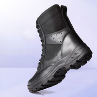 Botte de chaussure de combat noir coupe haute fermeture éclair latérale formation hommes bottes respirantes ultra légères chaussures botte de garde de sécurité