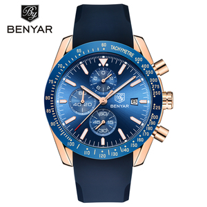 Benyar 5140 New Fashion Blue Men orologi Luxury Brand Quartz Gold Watch cinturino in Silicone orologio sportivo da <span class=keywords><strong>uomo</strong></span> orologio da polso - Product Image 2