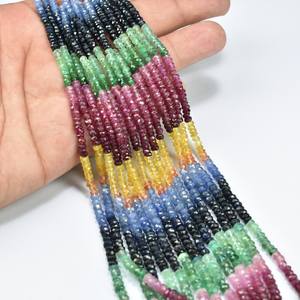 Cuentas Rondelle facetadas de piedra preciosa múltiple de 3 4mm, cuentas de piedras preciosas mixtas de hebra de 16 pulgadas para la fabricación de joyas - Product Image 3