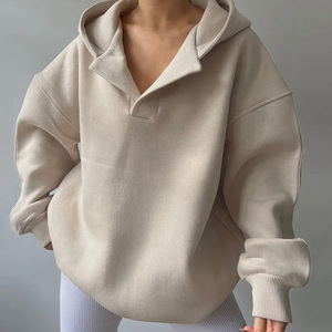 Custom Cotton Fleece blank heavywaight over size Hoodies and Joggers Set Sudaderas con capucha de las mujeres de punto - Product Image 2