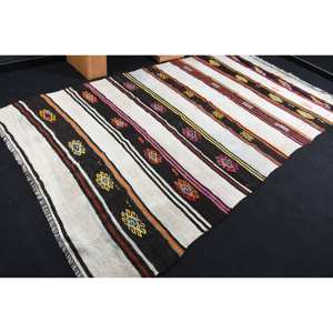 Kilim alfombra turca 5,6X10,2 pies negro hecho a mano tejido plano Jacquard Kilim felpa pila altura lana látex Patchwork para pasillo - Product Image 2