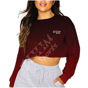 Women's Casual Cropped Sweatshirts <b>Long</b> <b>Sleeves</b> Crew Neck Pullover <b>Tops</b> Fashion Hoodies Sweatshirts for Autumn Printed Short - Product Image 1