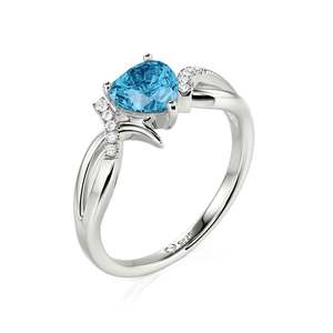 Bague de promesse Jeulia personnalisée en zircon taille ovale, argent sterling plaqué rhodium, anniversaire - Product Image 2