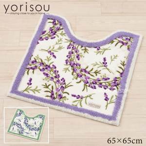 Yorisou Élégant Lavande Floral Tapis De Toilette Élégant Tapis De Bain Environ 65 × 65cm Fabriqué Japon Vert/Lavande Polyester Matériel - Product Image 4