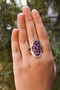 แหวนพลอยอเมทิสต์925สเตอร์ลิงเงินแฮนด์เมดแหวนพลอยสีน้ำเงิน-ม่วงเครื่องประดับสุดหรูสำหรับเป็นของขวัญสำหรับผู้หญิง - Product Image 2