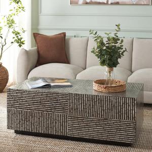 Table basse élégante et écologique en nacre, faite à la main avec incrustations de coquillages, pour intérieurs design - Product Image 3