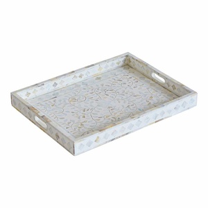 Plateau de service en bois de résine à motif moderne fait à la main design personnalisable plateau de rangement de service de vaisselle fonctionnel d'Inde - Product Image 1