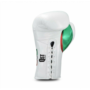 Guantes de boxeo de competición con logotipo personalizado con cordones de cuero de vaca ajuste cómodo disponible en todos los tamaños guantes de competición - Product Image 3