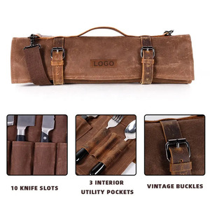 Bolsa Organizadora de Cuchillos de Chef Plegable, Resistente a Olores, de Lona y Cuero, Cómoda y Duradera, Estuche de Transporte para Herramientas de Cocina LCK-0029 - Product Image 5