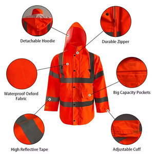 เสื้อแจ็คเก็ตนิรภัยสะท้อนแสง เสื้อผ้าทำงานแบบมองเห็นได้ชัดเจน ป้องกันภัยกลางแจ้ง เสื้อแจ็คเก็ตนิรภัย - Product Image 4