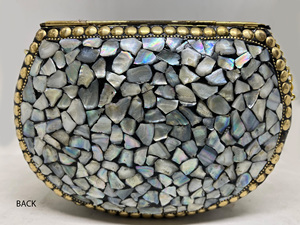 New Style Luxury Genuine Stylish Evening Purse Clutch <b>Bag</b> Woman Handbag Mosaic Stone Metal Frame Lowellcraft.com Elegant - Product Image 2
