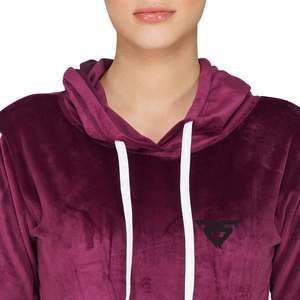 Logo personnalisé sur les bandes latérales de velours femme velours femmes jogging survêtement ensembles rouge mehroon vevlvet sweat à capuche avec pantalon en velours - Product Image 2
