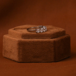 Luxurious 18KT White Gold Plated Bridal Wedding Band <b>Cushion</b> Cut 7 Stone Lab Grown Diamond Anniversary Gift for Girl - Product Image 5