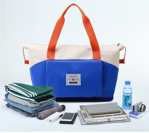 Gym <b>Bag</b> & <b>Travel</b> <b>Bag</b> Expandable <b>Folding</b> Wet/Dry Separation Durable Printed Blue&Orange Pattern Fashion <b>Travel</b> Essentials - Product Image 2