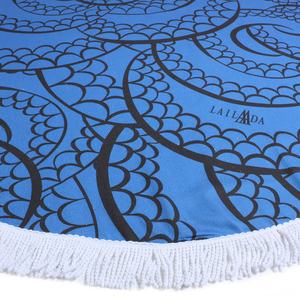 Toalla de Playa Redonda Tejida con Patrón de Ondas, con Borlas, Estilo Wonderland, Secado Rápido, Toalla de Playa Pestemal Redonda de Algodón - Product Image 2