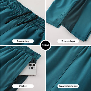 Pantalones cortos de malla de talla grande personalizados de verano para hombre, pantalones cortos informales transpirables de buena calidad para hombre, pantalones cortos de verano para correr, pantalones cortos de malla para Fitness - Product Image 5