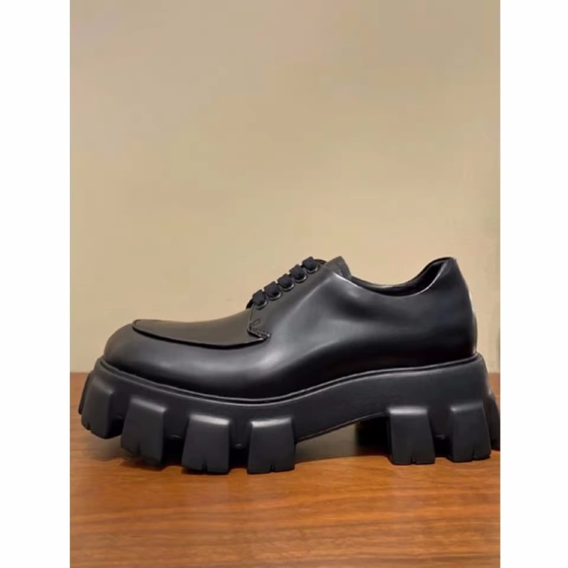 2025 New Style British Style Small Leather Shoes Height Increase Platform Round Head Lace up Women's Shoes