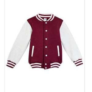 2025 nuevas chaquetas universitarias Letterman para niños con mangas largas de algodón relleno de decoración teñida lisa - Product Image 5