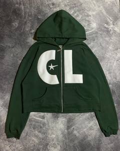 High Quality Custom Logo Vintage Cotton Oversized Boxy French Terry Cropped Acid Wash Side Zip up <b>Hoodie</b> for Men - Product Image 1