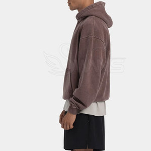 เสื้อฮู้ดดี้ลำลองแบบสั่งทำพิเศษ ล้างสีแบบแอซิดวอช ผ้าฝ้าย 100% มีฮู้ด สำหรับฤดูหนาว ขายส่ง คุณภาพสูง สำหรับผู้ใหญ่ - Product Image 2