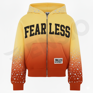 Respirant poids lourd fermeture éclair à capuche personnalisé 100% français éponge sweat à capuche Streetwear strass fermeture éclair à capuche pour hommes - Product Image 6