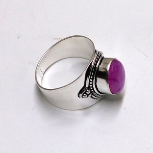 แหวนพลอยหยกสีชมพูธรรมชาติสีเงิน925สไตล์คลาสสิกสำหรับของขวัญครบรอบการหมั้นสำหรับผู้หญิง - Product Image 6