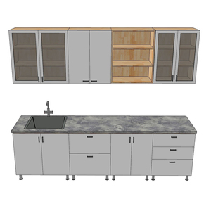 Module d'armoire de cuisine moderne de 2,6 m, résistant à l'humidité, en chêne et panneau de bois MDF BTB68017 - Product Image 2