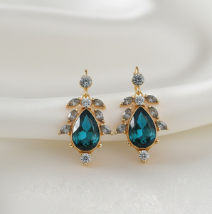 ต่างหูลาบราโดไรต์และเพชร CZ ขนาด 4 นิ้วสุดหรู |   ต่างหูเงินแท้ 925 ชุบทอง 18K น้ำหนัก 10 กรัม เครื่องประดับสุดหรู ของขวัญสำหรับเธอ - Product Image 4