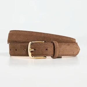 Ceinture en cuir véritable vintage avec boucle en alliage doré, longueur personnalisable, fabriquée en Inde - Product Image 1