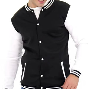 Veste de baseball universitaire avec logo personnalisé de haute qualité Streetwear unisexe blouson bombardier avec fermeture à bouton veste en cuir véritable pour femmes - Product Image 2