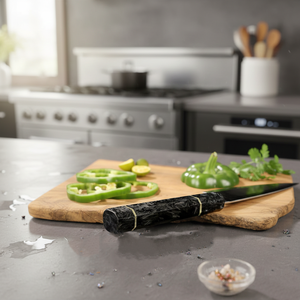 Couteau de chef japonais en acier au carbone, acier inoxydable, manche en bois, ambidextre, durable, ensemble de couteaux de cuisine en quatre pièces - Product Image 3