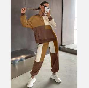 Logo personnalisé Femme Solide Surdimensionné Panneau OEM Sweat à Capuche et Pantalon 2 Pièces Jogging Sweat-shirt à Capuche Court Ensemble - Product Image 2