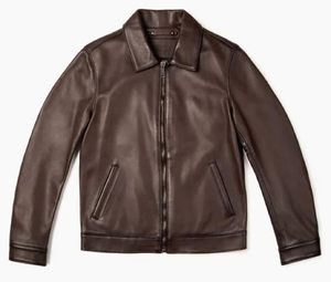 Veste décontractée en cuir d'agneau véritable pour hommes, style motard classique vintage avec doublure zippée, vestes d'hiver à vendre - Product Image 2