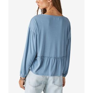 Top in maglia a maniche lunghe con collo a V Lucky Brand da donna, colore blu, taglia media - Product Image 2