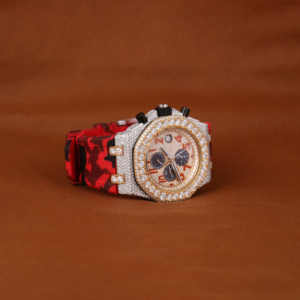 นาฬิกาหรูสไตล์ฮิปฮอปประดับเพชร สายหนัง กันน้ำ หน้าปัดอนาล็อก พร้อมกระจก ดีไซน์โดดเด่นสำหรับทุกเพศ - Product Image 1