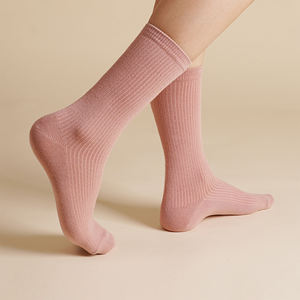 Calcetines de Vestir para Mujer, Largos, Acanalados, Suaves, Transpirables, Mezcla de Algodón, ODM, Uso Diario, Cómodos, Diseño Sólido - Product Image 3