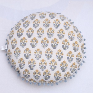 Eco Friendly Bulk Hand Block Print Round Shape Cushions Handmade Organic Cotton for Wholesale Sustainable Home Decoration <b>Gifts</b> - Product Image 1