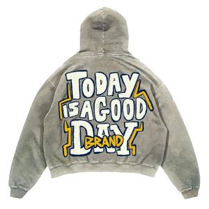 เสื้อฮู้ดดี้และเสื้อสเวตเชิ้ตผู้ชายแบบยูนิเซ็กซ์ พิมพ์ลายพัฟฟ์ ขนาดใหญ่พิเศษ ผ้าฝ้าย 100% คุณภาพสูง น้ำหนักมาก สกรีนโลโก้ตามสั่ง สไตล์ฮิปฮอป ขายส่ง - Product Image 5