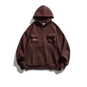 Ensemble sweat-shirt à capuche personnalisé Streetwear unisexe sweats à capuche en coton à impression bouffante sweats à capuche pour hommes - Product Image 5