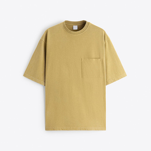 Camiseta extragrande de algodón 100% de alta calidad para hombre, diseño de logotipo personalizado, cuello redondo con hombros caídos en blanco, Camiseta con bolsillo para hombre - Product Image 5
