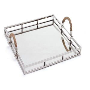 Plateau de service en bois élégant avec poignées en métal poli pour occasions festives anniversaires réunions de famille - Product Image 6