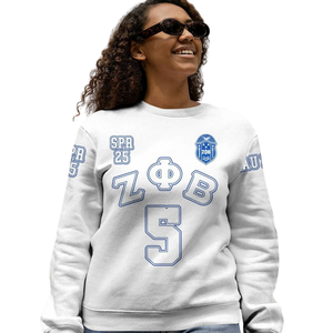 Sudadera de Invierno para Mujer Zeta Phi Beta, Letra Griega, Azul 1920, Cuello Redondo, Insignia Bordada con Lentejuelas - Product Image 5