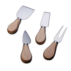 Manche en bois 4pcs couteau ensemble d'outils en acier inoxydable coupe-fromage tranche couteau ensemble - Product Image 1