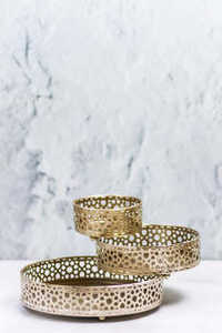 Bandejas decorativas de Ramadán de aluminio dorado de forma redonda de 3 piezas, ideales para utensilios de cocina y servicio de hotel, juego de bandejas de Metal para servir - Product Image 2