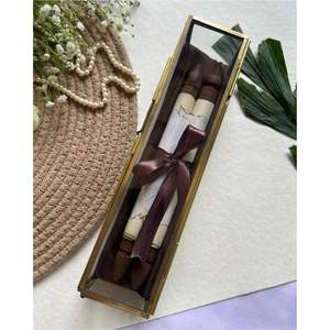 Boîte à bijoux vintage en verre transparent avec cadre doré, vitrine à motifs en spirale pour certificats - Invitations et cadeaux en verre faits à la main - Product Image 3