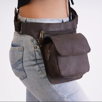 Sac banane vintage en cuir véritable grande capacité avec fermeture éclair pour randonnée, voyage, ceinture de poitrine, sacoche bandoulière, pochette de taille